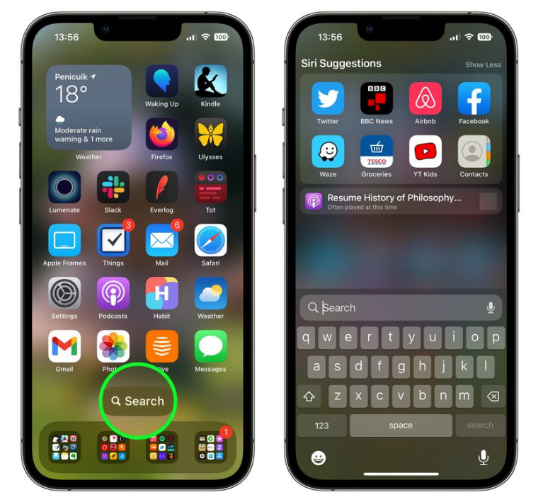 来凤苹果手机维修分享升级到 iOS 16 后，如何删除主屏幕上的搜索按钮 