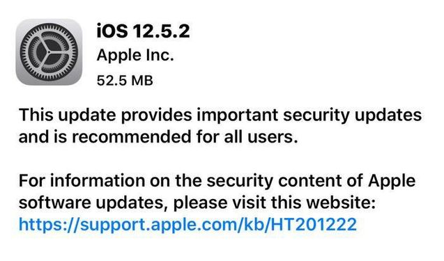 来凤苹果手机维修分享iOS12.5.2发布，建议所有老苹果用户安装 